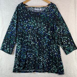 susan graver liquid knit swing top tunic 2X terrazzo mosaic print artsy holiday